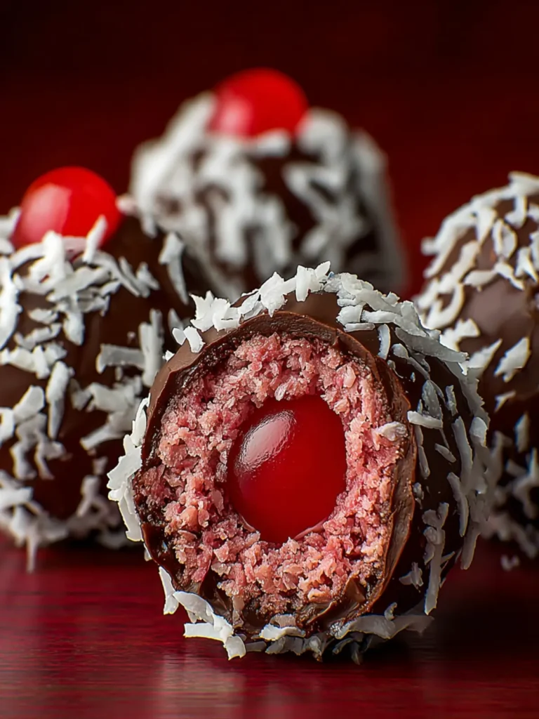 Chocolate Maraschino Cherry Coconut Truffles First Image