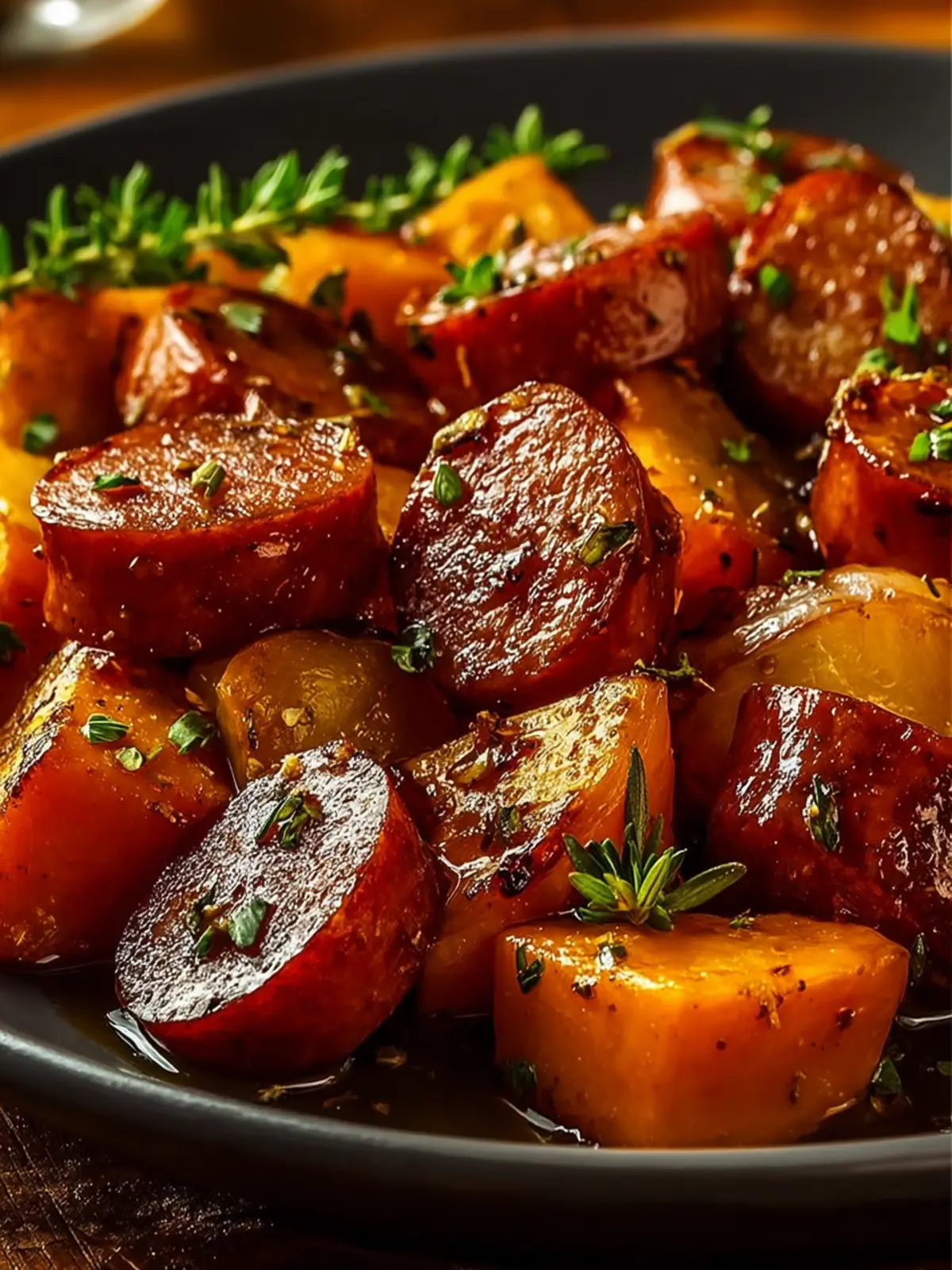 Honey Garlic Sausage Sweet Potatoes First Image