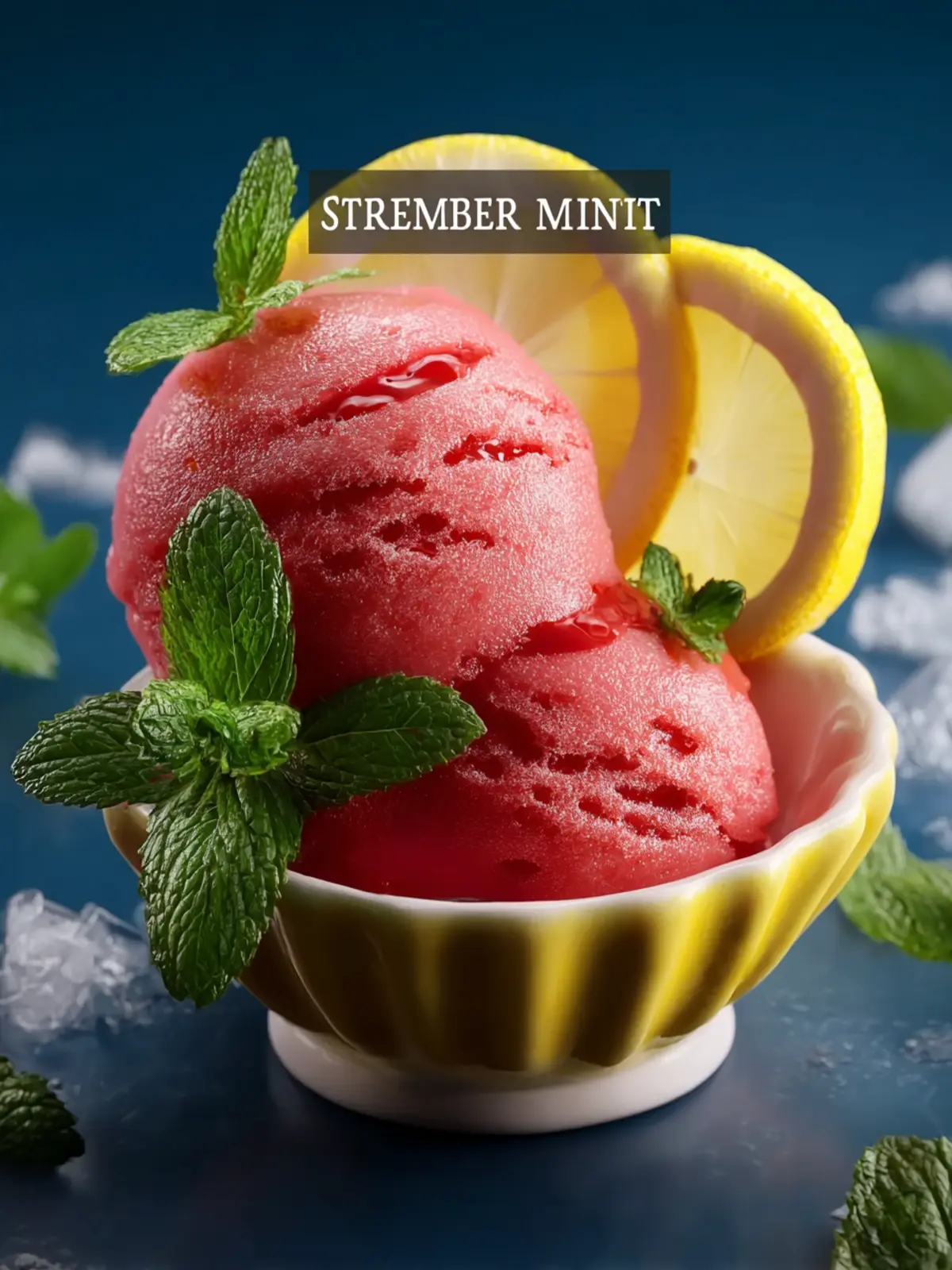 Strawberry Lemon Mint Sorbet with Fresh Lemon and Cooling Mint First Image