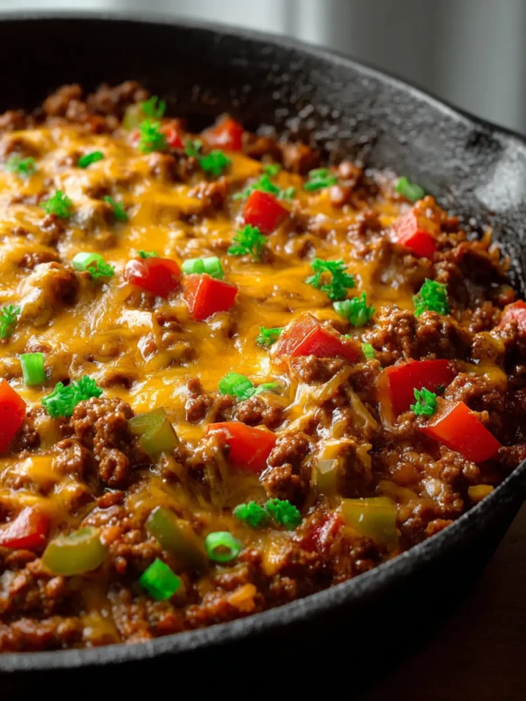 Cheesy Sloppy Joe Beef Skillet First Image